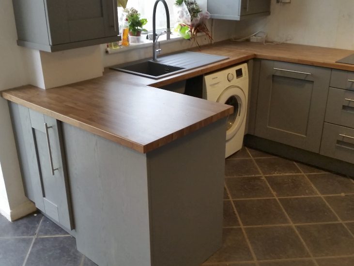Baystone textured woodgrain kitchen — island